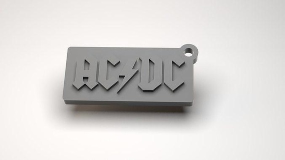 acdc schlüsselbund typografie musik schlüssel text design musical felsen gitarre 3d drucken 3dprint kunst zeichen logos druckbar rock 'n' roll band 3d print model - Mito3D