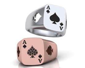 ace poker ring 3d model enameled or diamonds 3dmodel 3dring sinet signet man jewelry usa canada diamond jewel silver printable rings 3d print model - Mito3D