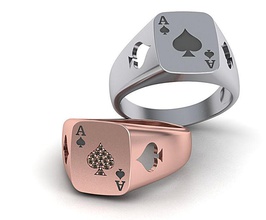 as poker bague 3dmodel émaillé or diamants bijoux canada etats unis chanceux sceau anneaux hommes bijou imprimable argent homme chine platine 3d print model - Mito3D