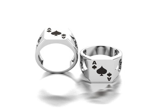 as poker signet ring schmuck acer 3dmodel 3d cad usa kanada spaten europa druckbar juwel ringe 3d print model - Mito3D