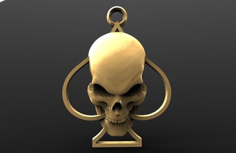 as de pique ace piques le crâne bijoux la mode art pendentif un trousseau clés pendentifs 3d print model - Mito3D