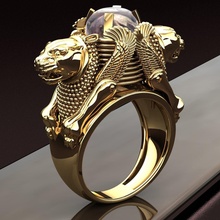 achemenide leone persiano squillare oro argento diamante modello moda d'oro bellissimo uomo donna mano peaple statua animale bellezza gioielleria niloufarmirshahidi anelli 3d print model - Mito3D