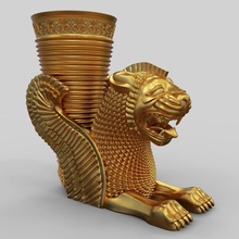 aqueménida persa león ritón oro antiguo histórico artefactos retro sience persia imprimible grecia balcánico vaso beber ciencias 3d print model - Mito3D