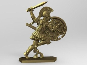 achilles gold bronze sword greece hoplite shield helmet wargame man art antique armor ancient statue bladed weapon pegasus troy hero games toys board 3d print model - Mito3D