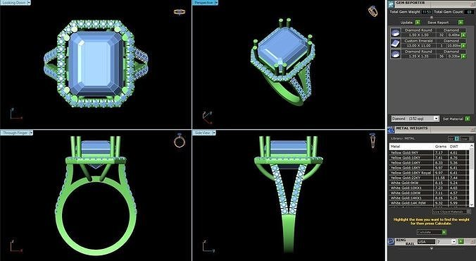 acj 029 Diamant Ring Bands 3dprint cad Platin Engagement Solitär Stein Schmuck Ringe 3D print model - Mito3D