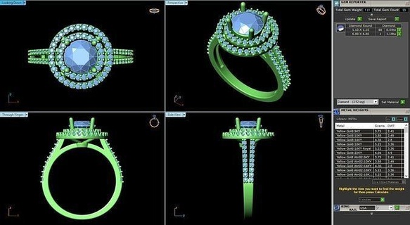 acj 039 engagement bague diamant bandes 3dprint goujat platine solitaire calcul bijoux anneaux 3d print model - Mito3D