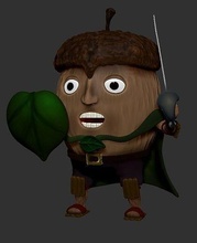 acorn character holding sword hero defender person warrior war hobby diy 3d print model - Mito3D