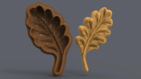 acorn tree leaf cookie stamp scheme carved carving printable biscuit dessert baking bakery baked kitchen dining art sculptures 3d print model - Mito3D