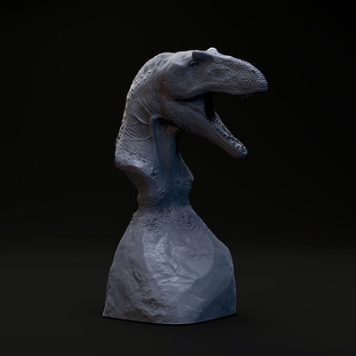 acrocanthosaurus busto pre soportado animal bestia criatura dinosaurio cabeza jurásico reptil estatua miniatura natural prehistórico fósil extinto carnívoro cretáceo terópodo paleoarte arte esculturas 3d print model - Mito3D