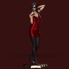ahi wong sexy mujer escultura residente juego mal león clari jill enamorado rojo vestido juegos juguetes 3d print model - Mito3D