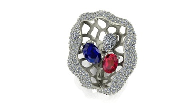 aérien bague diamants saphir insister diamant poire bijoux mode imprimable luxe or argent platine gemme brillant beauté anneaux 3d print model - Mito3D