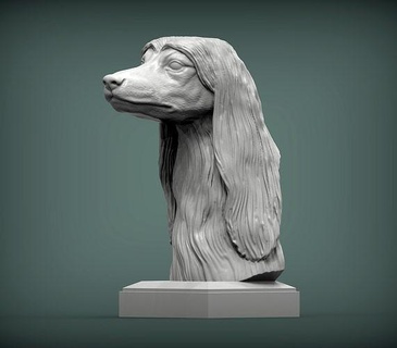 afghan hound bust dog nature mammal animal pet sculpture statuette souvenir present 3d print model sculpt sculptures printable art 3d print model - Mito3D