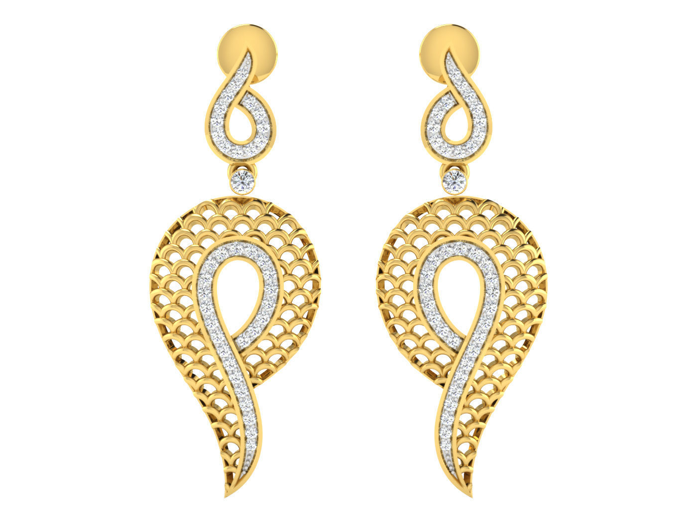afp00078 jewelry diamond stone earing earings studs baali antique pendant sets earrings 3D print model - Mito3D