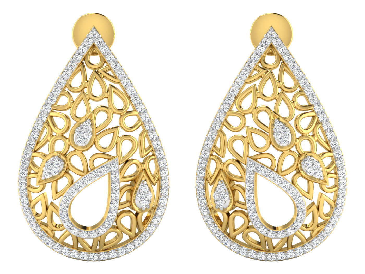 afp00079 jewelry diamond stone earing earings studs baali antique pendant sets earrings 3D print model - Mito3D