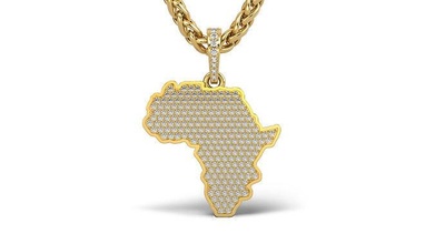 Africa pendente oro stampabile argento gioielleria ciondoli regalo contento moda bellezza ghiaccio arte collane continente carta geografica 3d print model - Mito3D