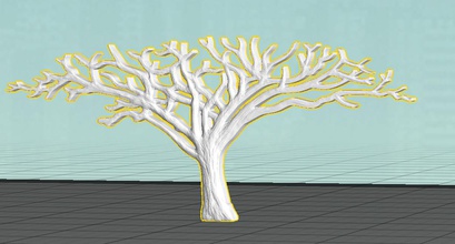 africano acacia árbol conecta planta maceta hoja arte alivio imprimible 3d print model - Mito3D