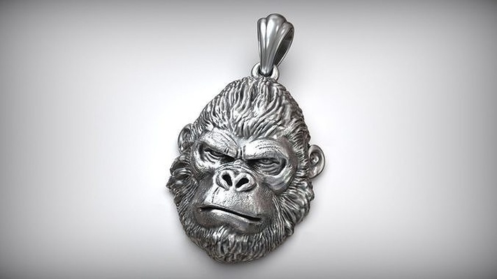 afrikanisch schwarz gorilla affe könig anhänger kong wild film kino amerikanisch natur zoo afrika tier safari gießen design schmuck herstellung ventilator j3ds 3d print model - Mito3D