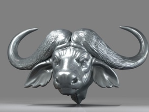 africano búfalo head01 touro ox cabeça bovino capa arrumado carne toro arte esculturas hamburger 3d print model - Mito3D