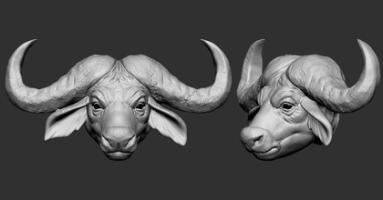 afrikanischer Büffel Kopf Kunst Tier Kap buffalo Rindern bull ox afrikanischen ordentlich Rindfleisch Skulpturen bison alt 3d print model - Mito3D
