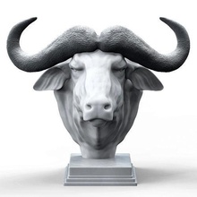 africano búfalo cabeça estátua animal concreto criatura touro decoração casa parede luxo arte moda decorativo clássico figura esculturas 3d print model - Mito3D
