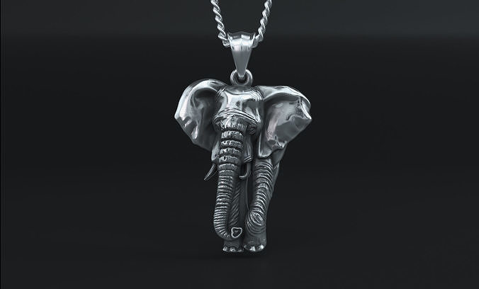 african elephant silver pendant gold printable diamond wedding cad neklace jewel gift unique brutal 3dprint sterling animal africa jewelry pendants 3D print model - Mito3D