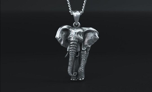 african elephant silver pendant pendant gold printable diamond wedding cad silver neklace jewel gift unique brutal 3dprint sterling animal elephant africa jewelry pendants jewelry pendant  3d print model - Mito3D
