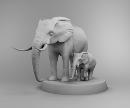 africano elefante animal natureza selvagem família elefantes 3d impressão 3dprintmodel ciência biologia 3d print model - Mito3D