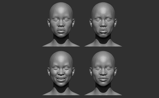 afrikanisch weiblich Kopf 3d Modell multi Ausdruck Base Gittergewebe Frau Drucken schwarz Kunst Skulpturen 3d print model - Mito3D