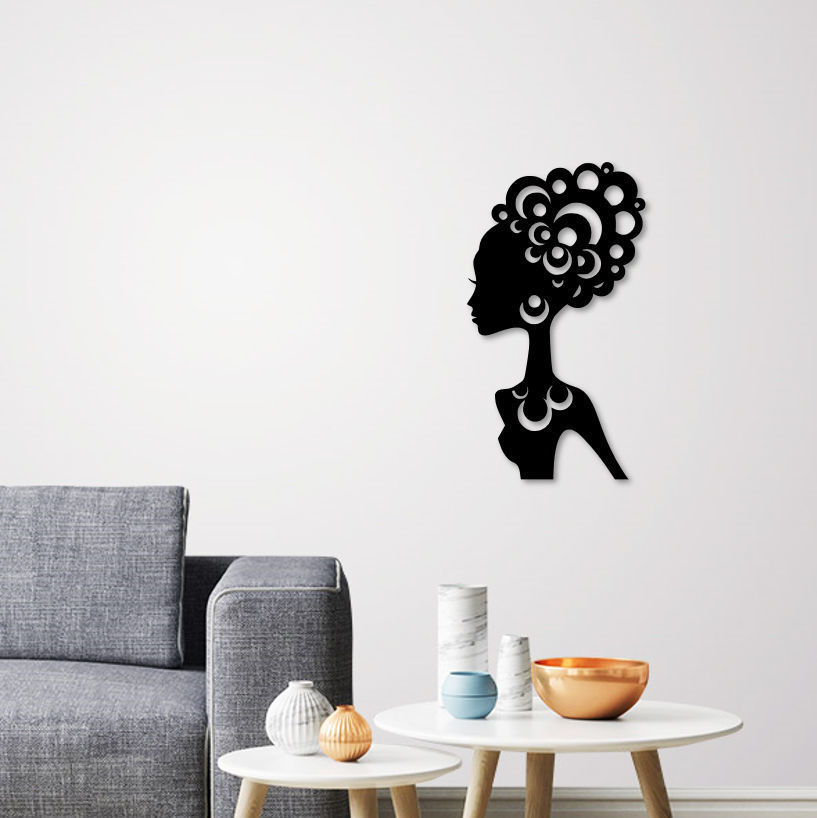 african woman wall art silhouette africa lady women decoration decor model 3d printing profile folklore room signs logos 3D print model - Mito3D