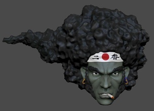 afro samurai headsculpt testa scolpire afrosamurai azione figura 6 pollice 6inch scala giochi giocattoli 3d print model - Mito3D