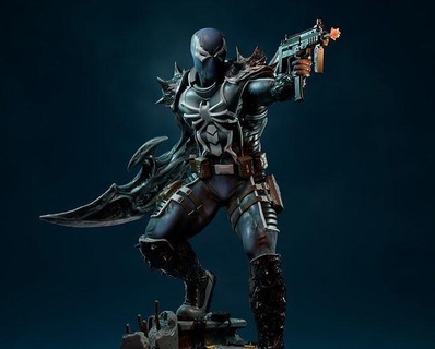 agent venin statue agentvenome homme araignée merveille symbiote statut figurine militaire art sculptures 3d print model - Mito3D
