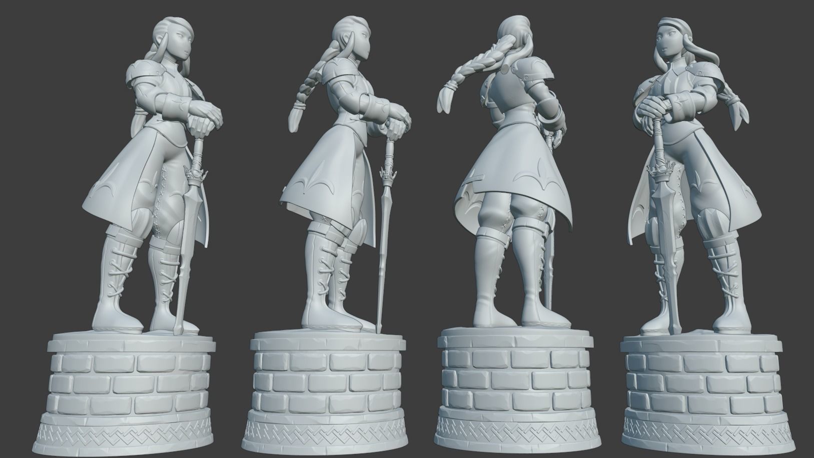 agrias saint knight final fantaisie tactique carré enix queem rpg miniature action fille chevalier épée statue sculpture jouets jeux 3D print model - Mito3D