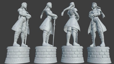 agrias saint knight final fantaisie tactique carré enix queem rpg miniature action fille chevalier épée statue sculpture jouets jeux 3d print model - Mito3D