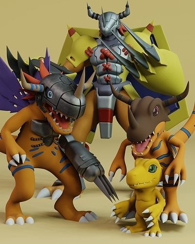 Agumon Evolution Pack Spiel Spielzeug Aktion Pokémon Anime Japan tokio Karikatur Kunst Manga niedlich Zuhause Haus Sammlerstück Skulptur Charakter Wargreymon Greymon metallgraumon Spiele Spielzeuge 3D print model - Mito3D