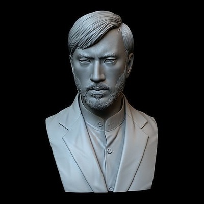 ah sahm andrew koji savaşçı ahsahm büst vesika benzerlik gerçekçi sanat heykel 3d model baskı sidnaique heykeller 3d print model - Mito3D