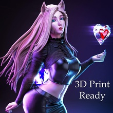 ahri kötü hayran sanat 3d yazdır kda fanart efsaneler ligi lol 3dprint koleksiyon kadın şekil heykel zbrush reçine hobi kendin yap 3d print model - Mito3D