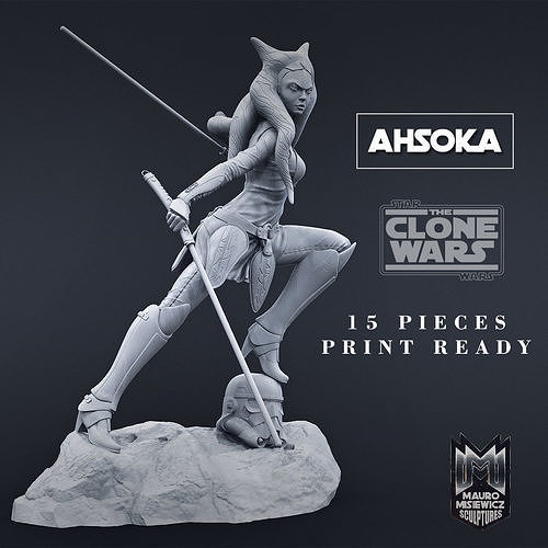 ahsoka tano 3d imprimível figura estrela guerras clone rebeldes estátua colecionável darth vader sith jedi anakin sabre luz laser stormtrooper aprendiz arte esculturas 3D print model - Mito3D