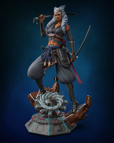 ahsoka tano samurai konzept star kriege krieg sterne shaak jedi scifi raumschiff außerirdischer futuristisch zahl spielzeug sammlerstücke figur lichtschwert 3dprinting platz statue kunst skulpturen 3D print model - Mito3D