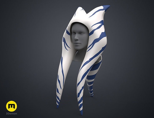 ahsoka lekku muffa stella guerre ribelli mandalorian scifi luce capelli tano serie clone jedi cavaliere anakin yoda copricapo armatura cast sci fi moda 3d print model - Mito3D