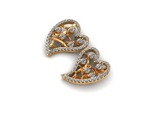 ai0001392e two heart shaped diamond earrings gold jewel gem engagement wedding jewellery ring silver jewelry engagem fashion sterling pendant necklace beauty pendants 3d print model - Mito3D