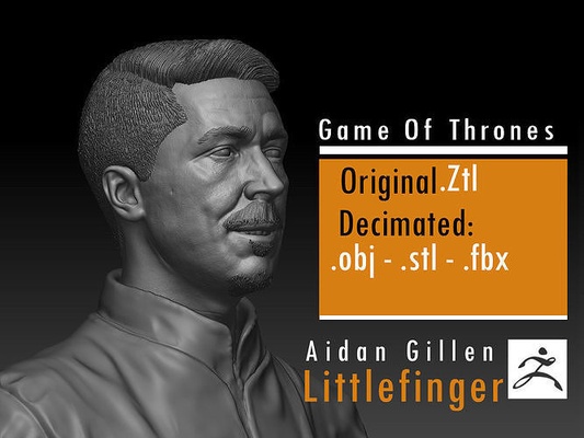 aidan gillen serçe parmak petyr baelish oyun of tahtlar westeros sert krallıklar lannister demir taht ejderhalar tully usta madeni para sanat heykeller 3d print model - Mito3D