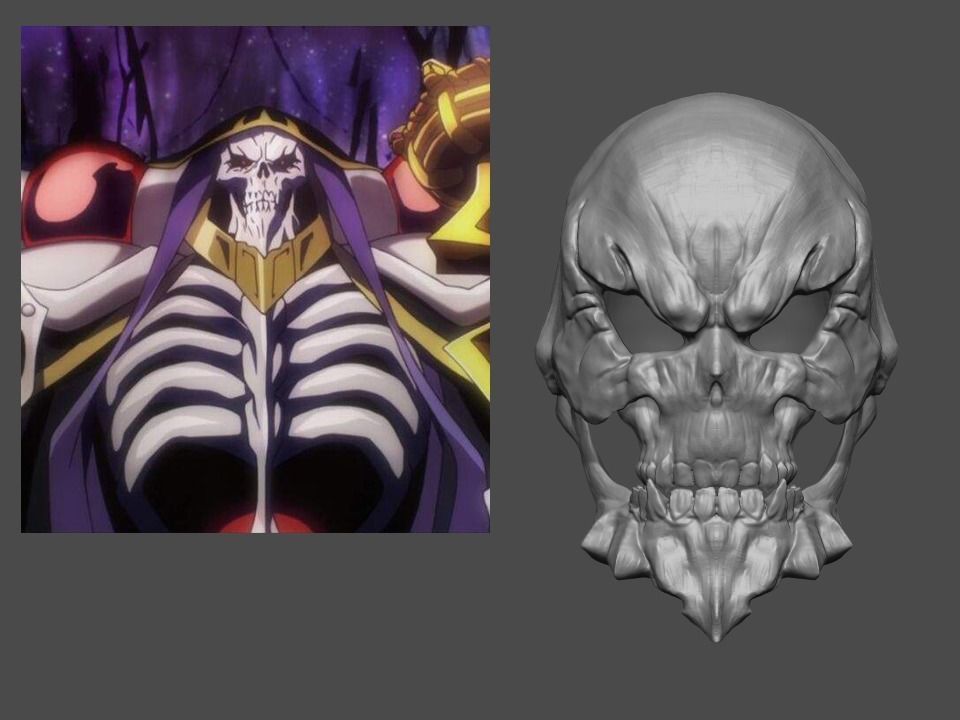 ainz ooal gown mask cosplay overlord - stl file skull art accessories print anime maga games toys sculpture lord momon warframe halloween 3D print model - Mito3D