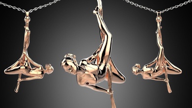 air gymnast on canvases pole dance poledance canvase gym jewelry pendants woman female dona circus 3d print model - Mito3D