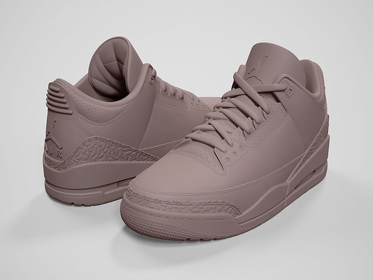 aire jordan3 retro sneaker 3d imprimible calzado zapatilla zapatos ropa baloncesto deportes moda nike jordán personaje zapato casual vestir zapatero 3d print model - Mito3D