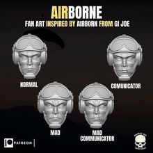airborne fan art head action figures gi joe pilot helmet classified marvel legends mezco military parachute figure games toys 3d print model - Mito3D