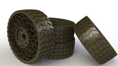 airless tyre v2 science vehicle military part solidworks 3dprint machine transmission tires rim suv truck race road rubber wheel car engineering 3d print model - Mito3D
