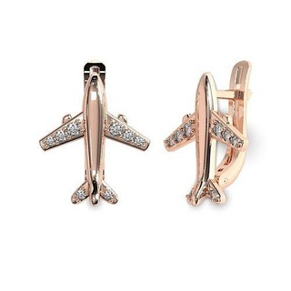 airplane airbus jewelry earring gold silver printable luxury earrings gem jewellery diamond fashion beauty plane jet stewardess aircraft fly steel 3d print model - Mito3D