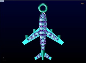 airplane pendant jewelry gold silver diamond design gem fashion rhino matrix zbrush pendants 3d print model - Mito3D
