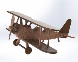 airplane toy biplane wood travel aircraft fun vacation retro vehicle wooden airliner jet games toys 3d print model - Mito3D