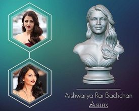 aishwarya rai bachchan 3d portrait sculpture statue people face art sculptures bust indian woman actress 3d print model - Mito3D